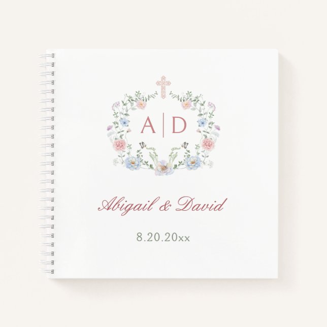 Elegante marco floral libro de invitados Bodas rel (Anverso)