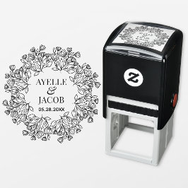 Elegante marco floral Monograma Sello de casamient