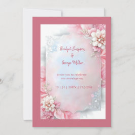 Elegante Marco floral rosado boda suave paño brill