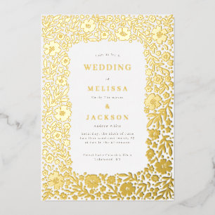 Elegante marco floreciente invitación a la boda Re