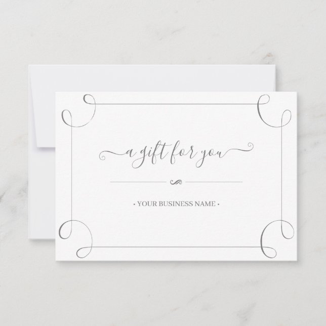 Elegante marco gris certificado de regalo personal (Anverso)