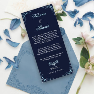 Elegante marina y escritura azul claro gracias a