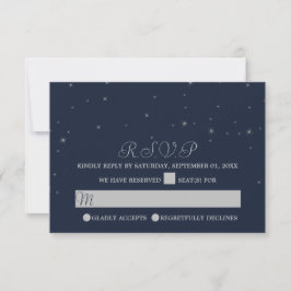 Elegante marina y plata caída estrellas boda RSVP