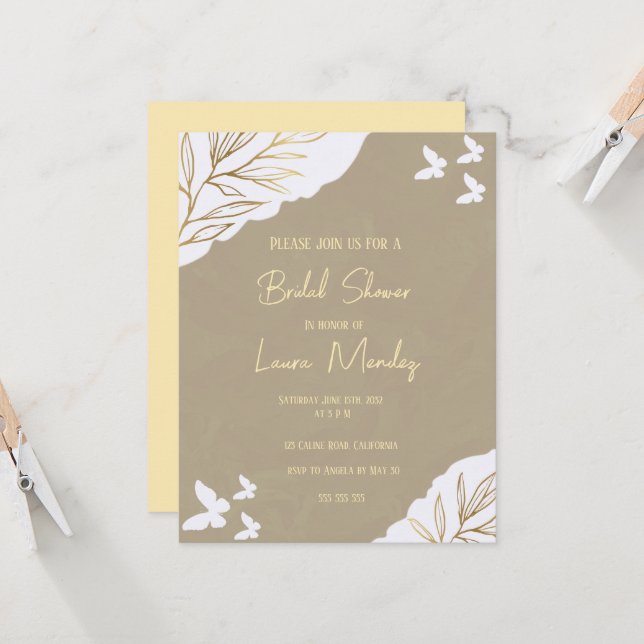 elegante mariposa Boho Bridal Shower (Anverso/Reverso In Situ)