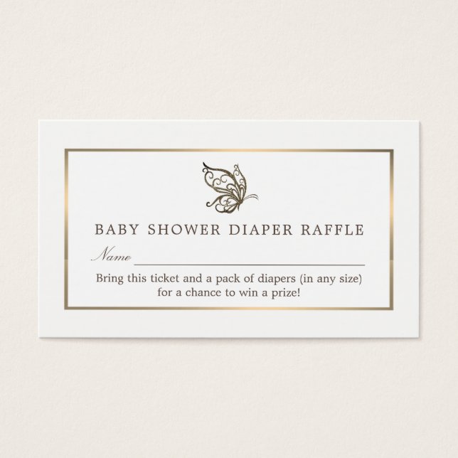 Elegante mariposa, boleto de Raffle Diaper (Frente)