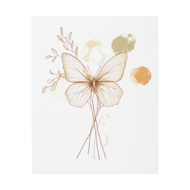 Elegante mariposa botánica arte en la pared (Anverso)