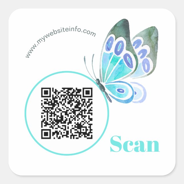 Elegante mariposa Código QR Pegatinas de Business  (Anverso)
