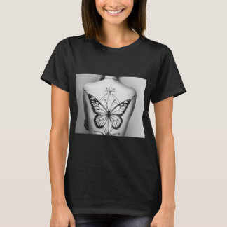 "Elegante mariposa imprime camiseta básica femenin