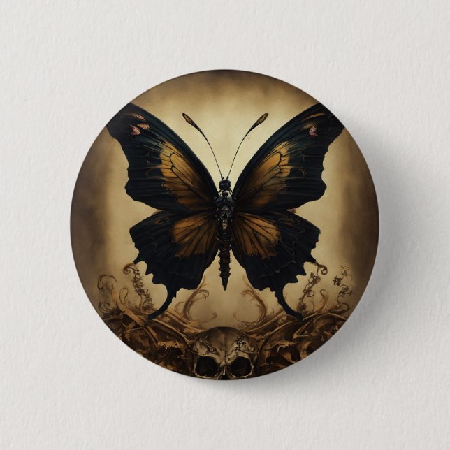Elegante Mariposa Imprimir Elegante Botón Redondo (Anverso)