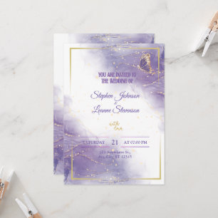Elegante mariposa morada - Invitación a la boda de