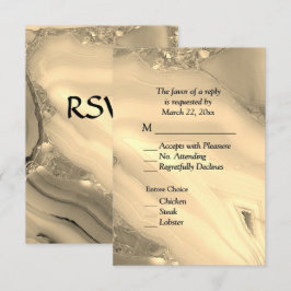 Elegante Mármol de Oro Ágata RSVP con Opciones de 