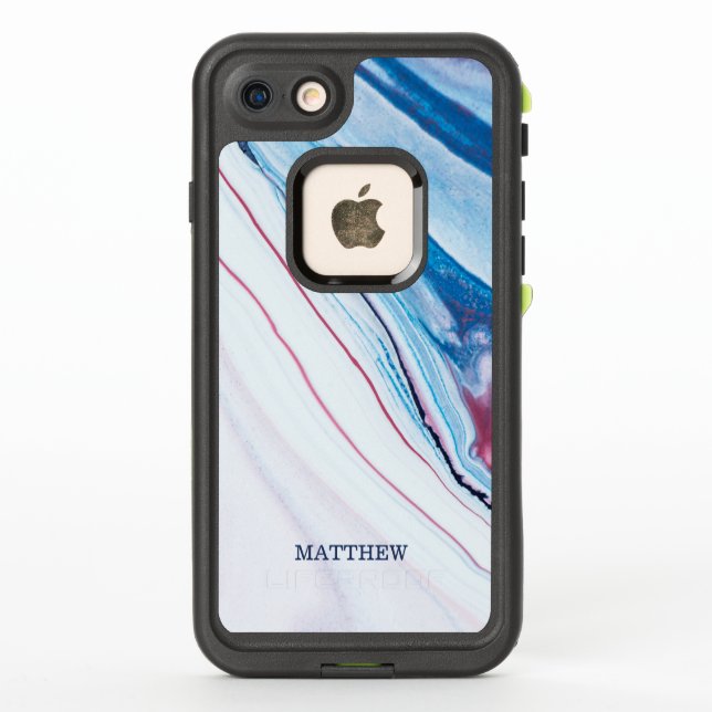 Elegante MÁRMOL DE PURPLE AZUL PINK PERSONALIZADO (Reverso)