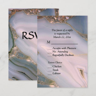 Elegante mármol rosa ágata RSVP con opciones de me