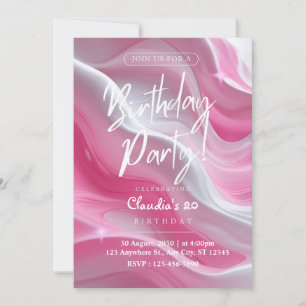 Elegante Mármol Rosa Invitación a la fiesta de cum