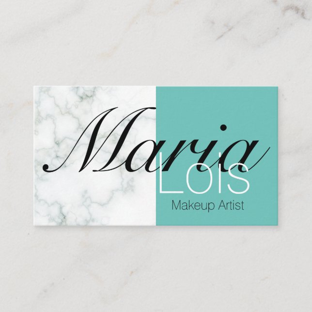 Elegante Mármol Tarjetas de Negocio de Maquillaje  (Anverso)