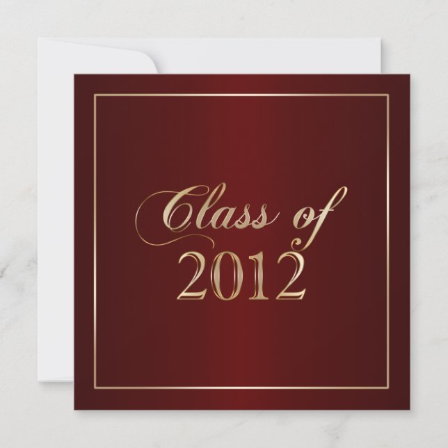Elegante Maroon y Clase de Oro de 2012 Invitación (Anverso)