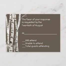 Elegante marrón con tarjeta RSVP de bodas de árbol