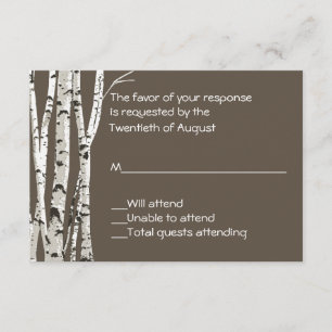 Elegante marrón con tarjeta RSVP de bodas de árbol
