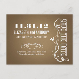 elegante marrón salva las postales de fecha