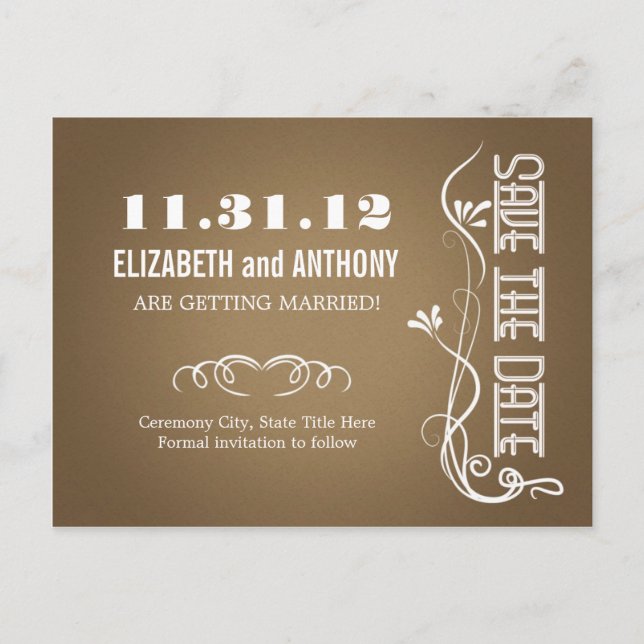 elegante marrón salva las postales de fecha (Anverso)