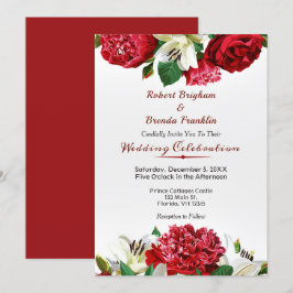 Elegante Marsala Rosas Invitaciones a la boda con 
