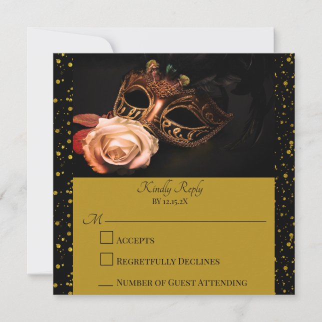 Elegante Mascarada y Rosa Blanca  (Anverso)