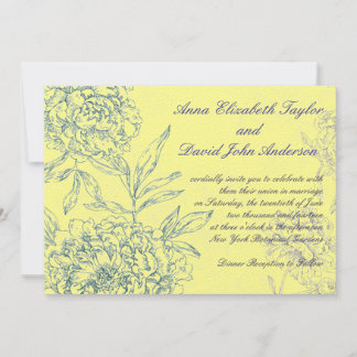 Elegante matrimonio botánico invitaciones azul ama