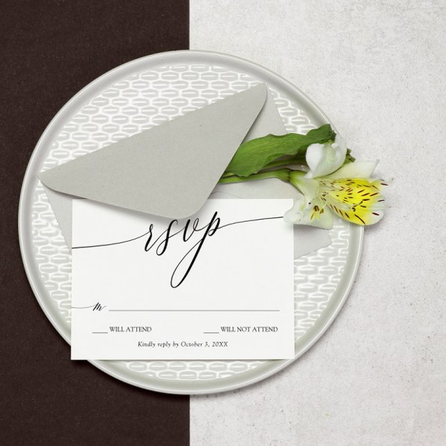 Elegante matrimonio caligráfico Minimalista RSVP (Subido por el creador)