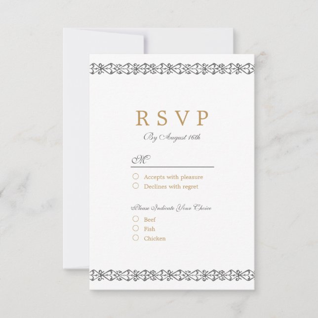 Elegante matrimonio clásico vintage RSVP (Anverso)