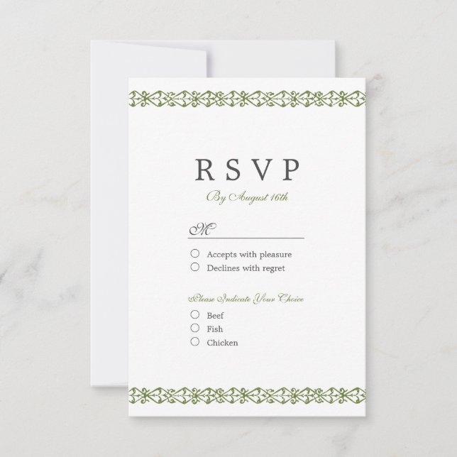 Elegante matrimonio clásico vintage RSVP (Anverso)