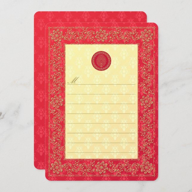 Elegante matrimonio Damasco - Invitación / Notecar (Anverso / Reverso)