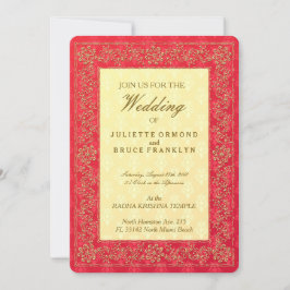 Elegante matrimonio Damask - Tarjeta de invitación