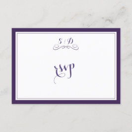 Elegante matrimonio de borde morado y blanco RSVP