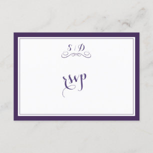 Elegante matrimonio de borde morado y blanco RSVP