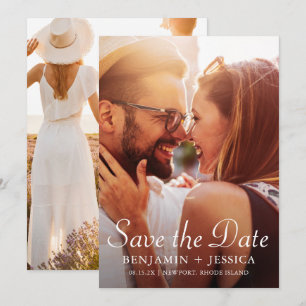 Elegante matrimonio de dos fotos salva la fecha