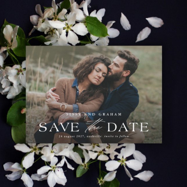 Elegante matrimonio de fotos Guardar la tarjeta ma (Elegant Photo Wedding Save the Date Magnetic Card.)