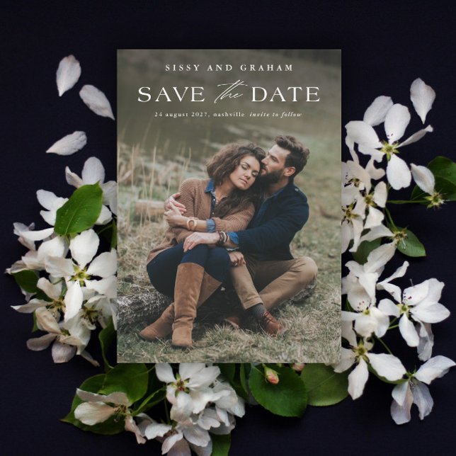 Elegante matrimonio de fotos Guardar la tarjeta ma (Elegant Photo Wedding Save the Date Magnetic Card.)