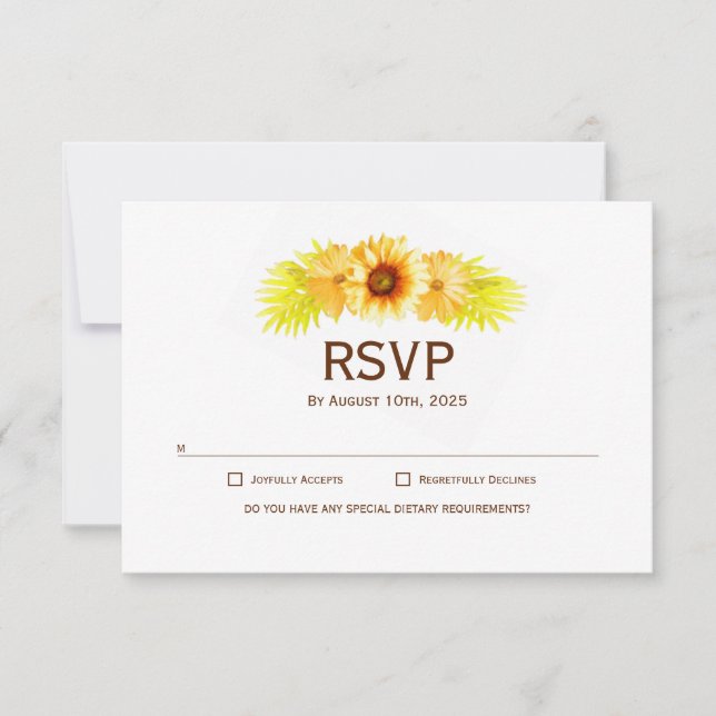 Elegante matrimonio de girasoles RSVP (Anverso)
