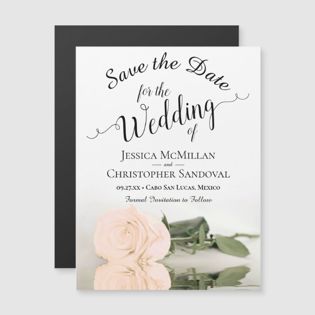 Elegante matrimonio de Rosa Peach Save the Date Ma (Anverso/Reverso)