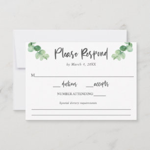 Elegante matrimonio Eucalyptus RSVP Requisitos de