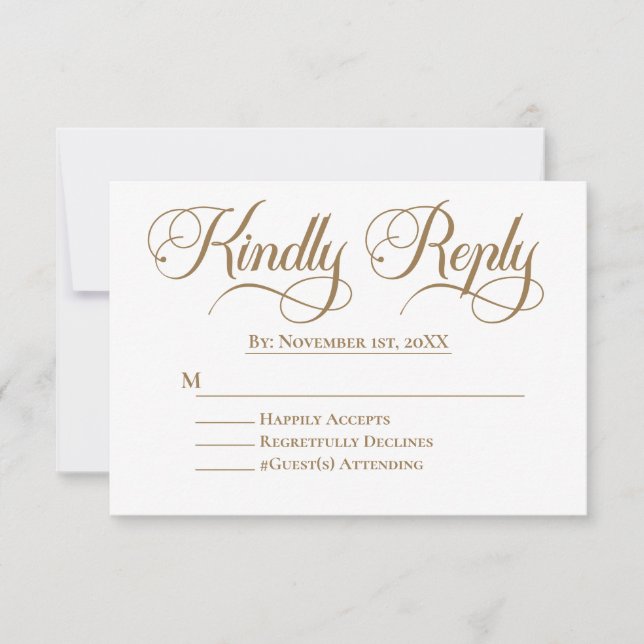 Elegante matrimonio islámico minimalista RSVP (Anverso)