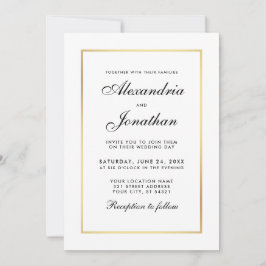 Elegante matrimonio moderno Invitación en blanco y