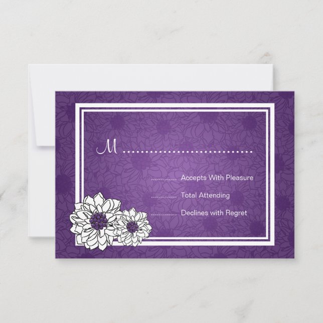 Elegante matrimonio RSVP Dahlia Floral Purple (Anverso)