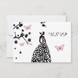 Elegante matrimonio RSVP mariposas de novias