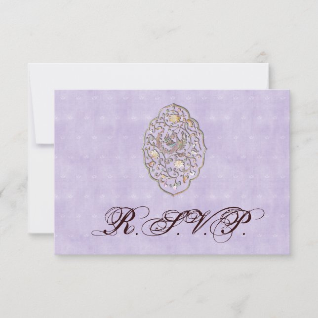 Elegante matrimonio violeta Vintage RSVP (Anverso)