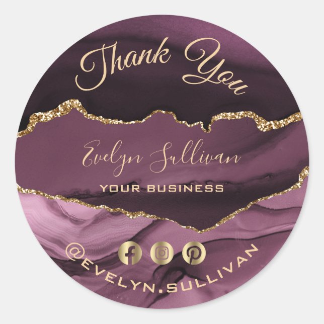 elegante mauve agate gracias pegatina (Anverso)