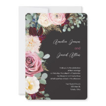 Elegante Mauve & Moody Black Wedding Invitación