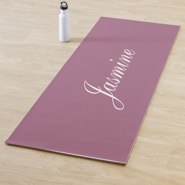 Elegante Mauve Nombre Personalizado Yoga Mat (In situ)
