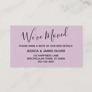 Elegante, Mauve Typography Tarjeta "We've Moved"