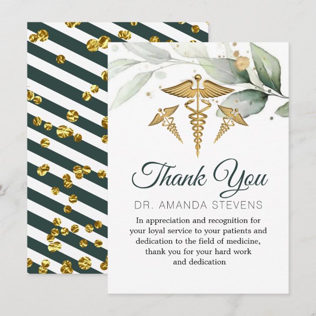 Elegante Médica de follaje botánico Tarjeta de agr (Anverso / Reverso)